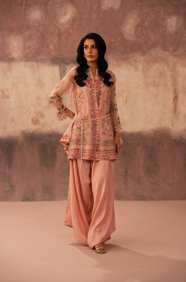 Rosé Embroidered Jacket Set