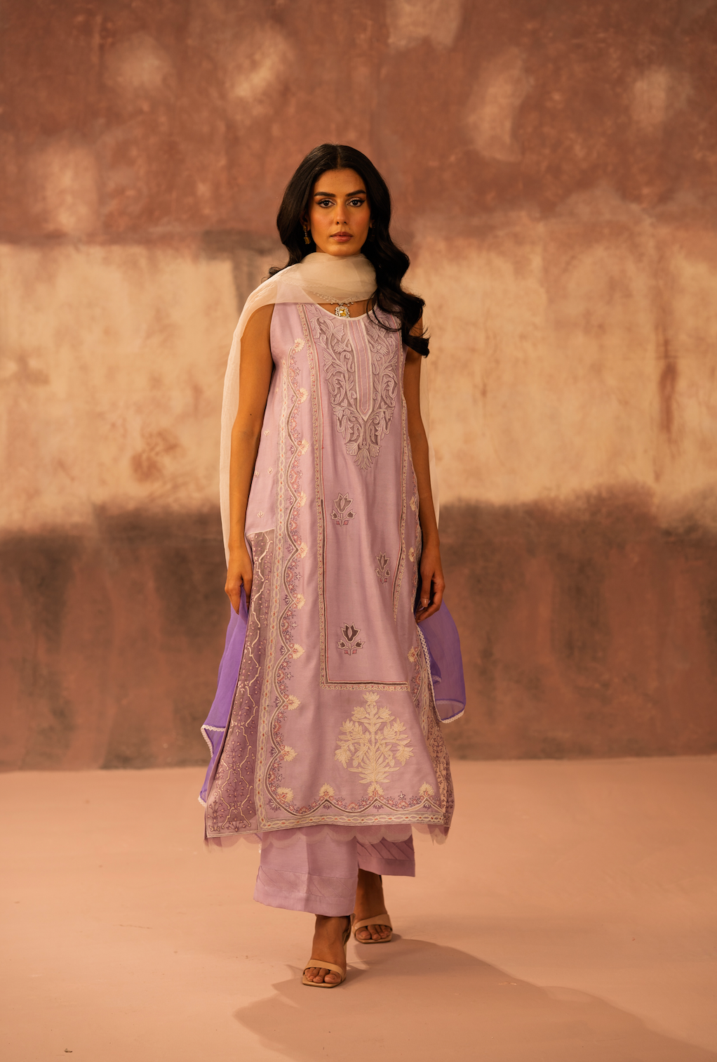 Lavender Embroidered Kurta Set