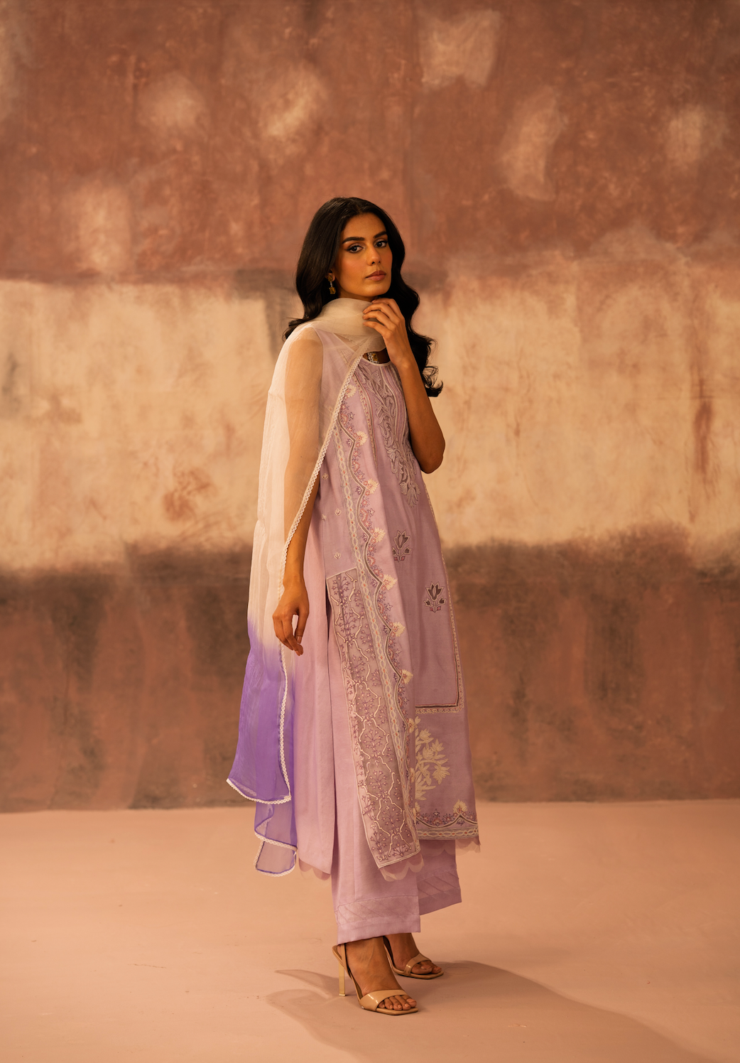 Lavender Embroidered Kurta Set