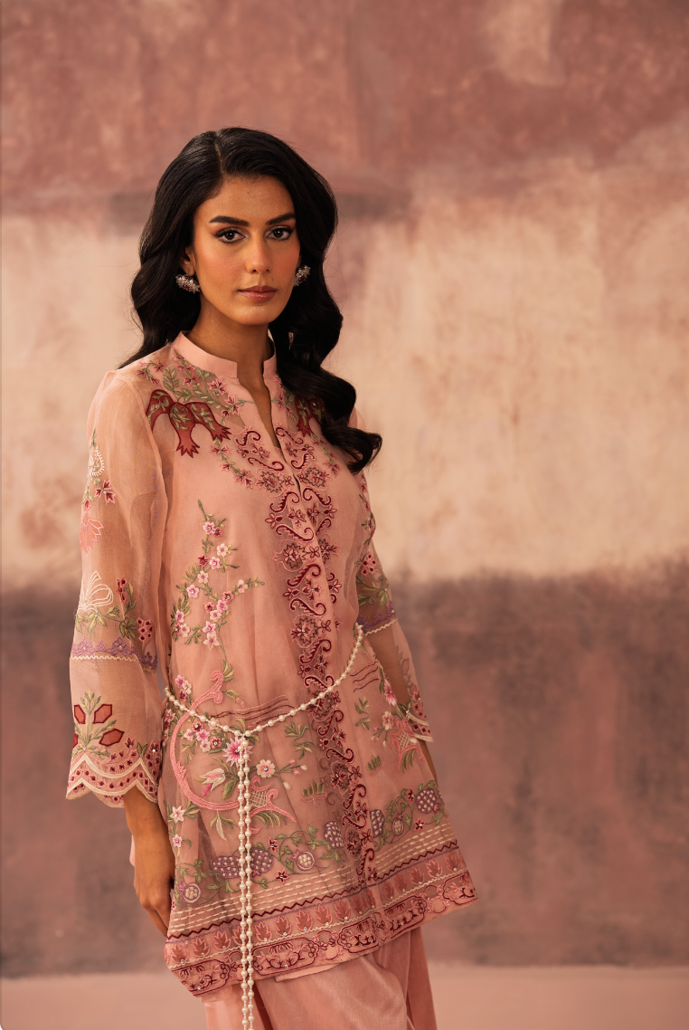 Rosé Embroidered Jacket Set
