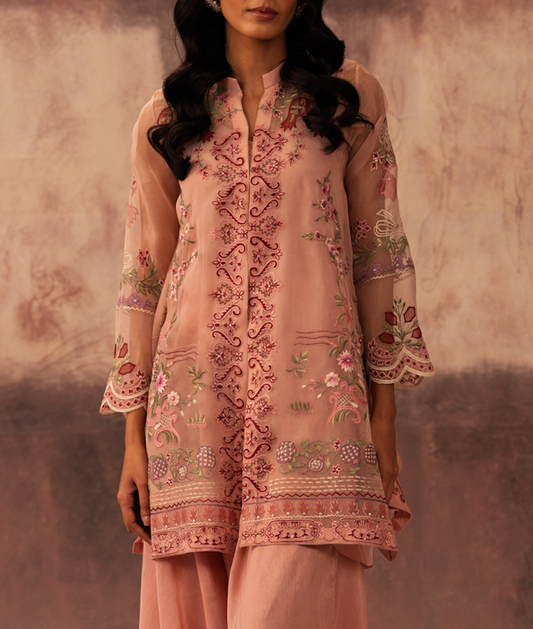 Rosé Embroidered Jacket Set